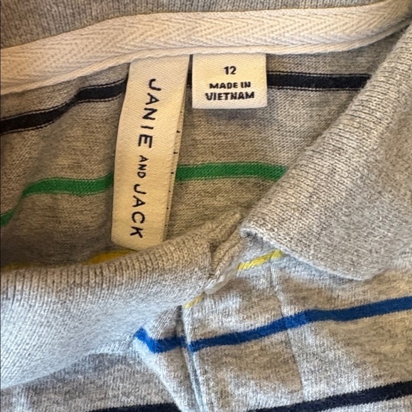 Janie & Jack Striped Polo Shirt, 12 - Picture 2 of 4
